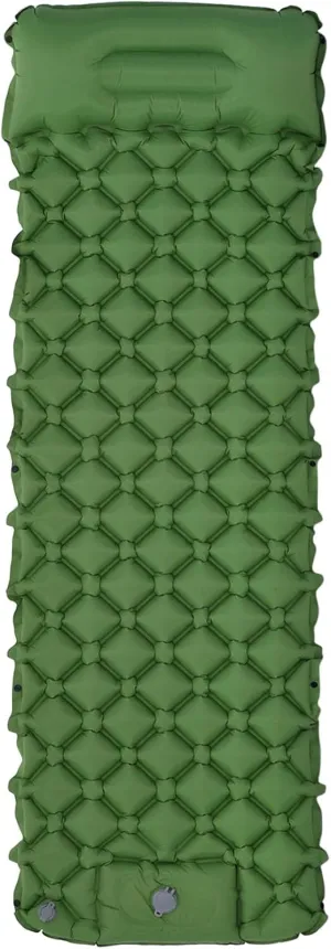 Sleeping Pad, Ultralight Self Inflatable Foldable Sleeping Mat, with Pillow Built-in Foot Pump, Apply to Camping Hiking (76 x 24, Green)
