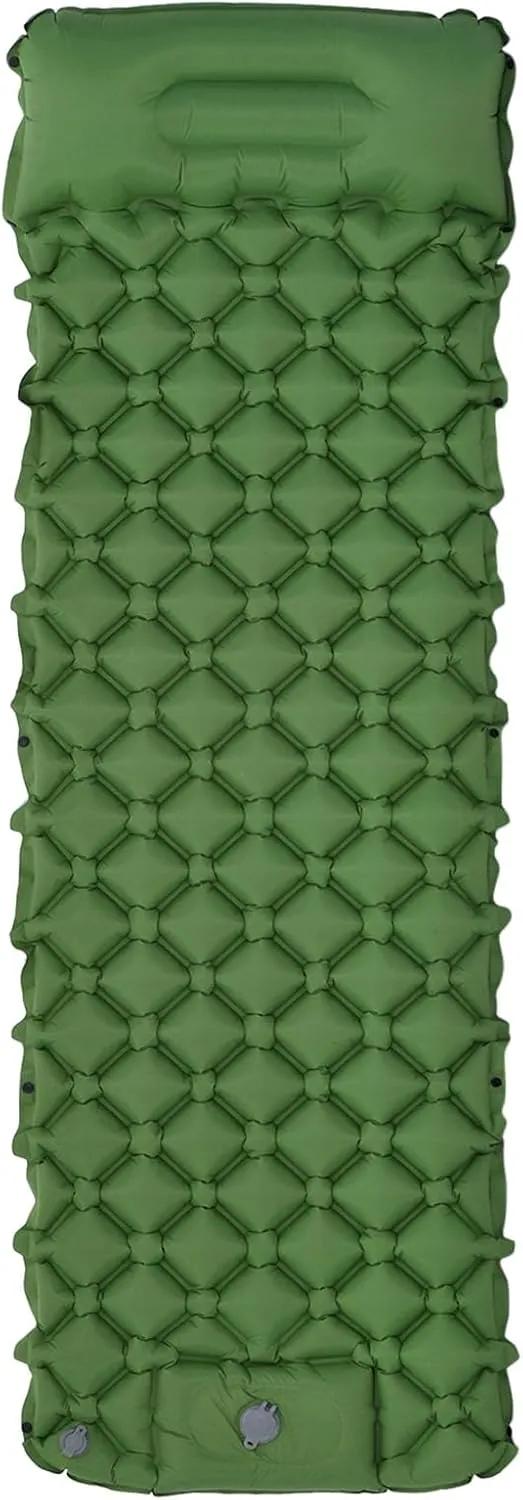 Sleeping Pad, Ultralight Self Inflatable Foldable Sleeping Mat, with Pillow Built-in Foot Pump, Apply to Camping Hiking (76 x 24, Green)