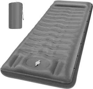 Sleeping Pad, Ultralight Thicken Inflatable Sleeping Pad for Camping, Built-in Pump, Great for Camping, Hiking, Carry Bag, Repair Kit, Compact & Lightweight Air Mattress(Gray)