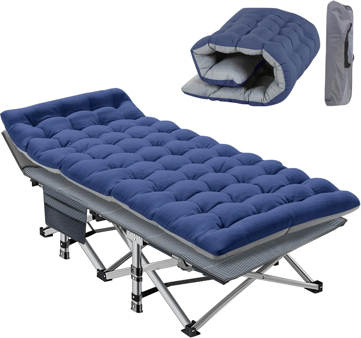 Slsy Oversized XXL Camping Cot for Adults with Mattress, Portable Sleeping Cots, Camp Bed with Carry Bag for Outdoor Travel, Beach, Hiking