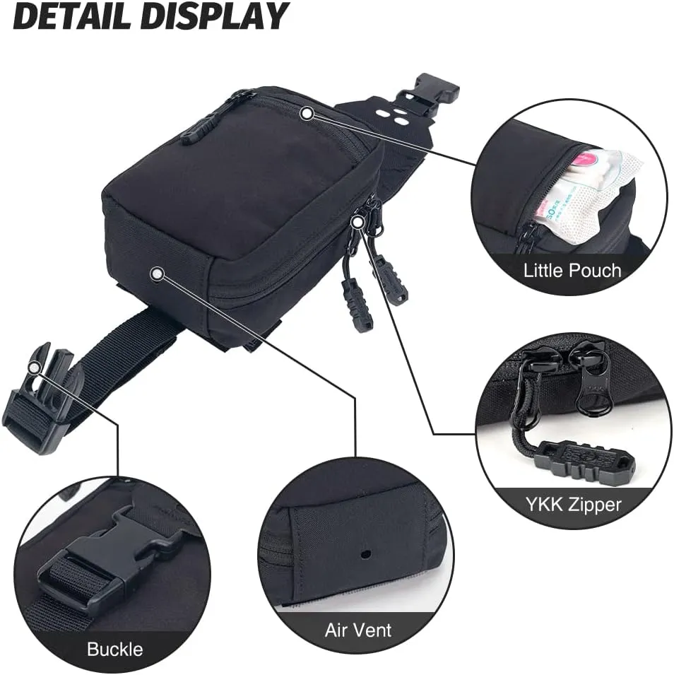 Small Tactical Medical Pouch Rip-Away MOLLE IFAK Pouch for Camping Hunting Traveling 500D Nylon (Black)