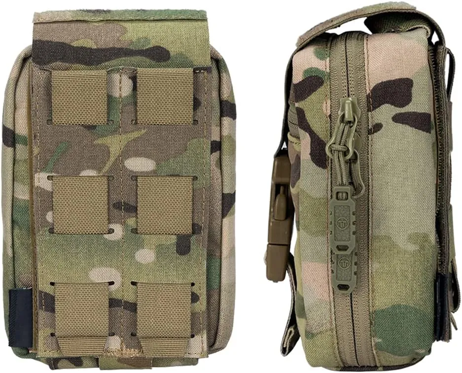 Small Tactical Medical Pouch Rip-away MOLLE IFAK Pouch for Camping Hunting Traveling 500D Nylon (camo)