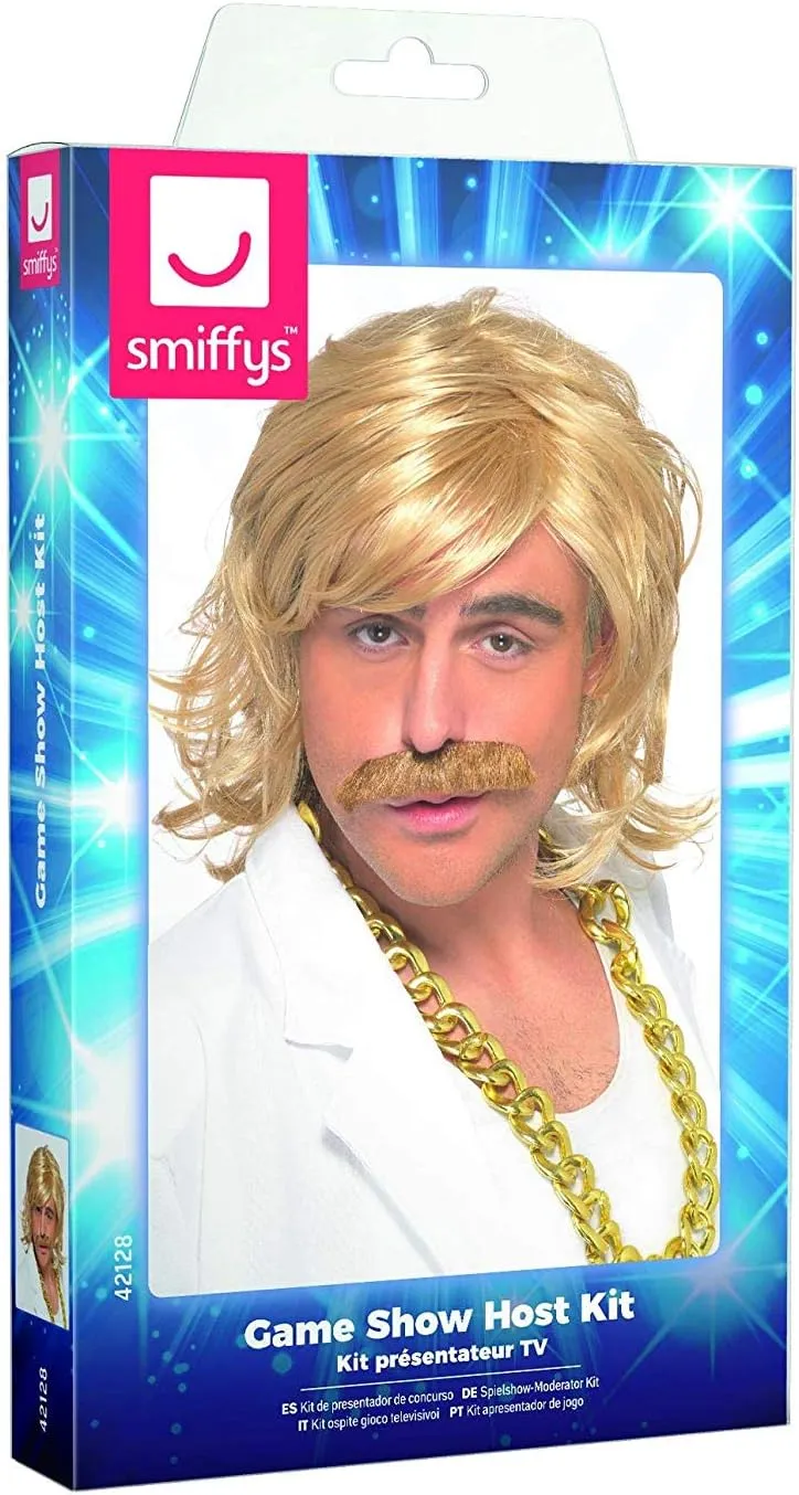 Smiffy's Game Show Host Kit, Wig and Mustache Size: One Size