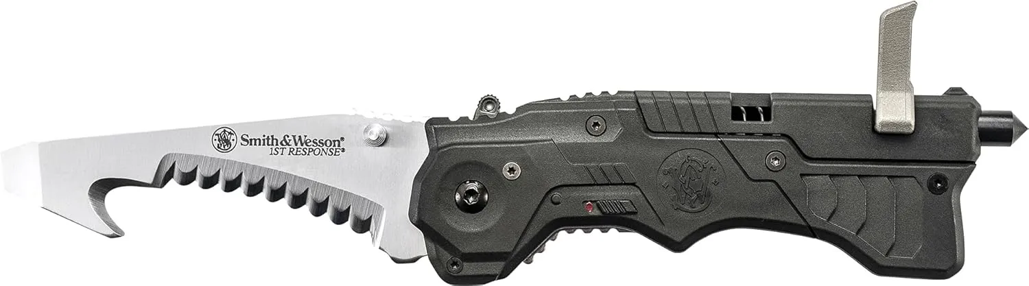 Smith & Wesson 1st Response SW911N 8.2in High Carbon S.S. Assisted Opening Knife with 3.4in Blunt Tip Blade and Nylon Handle for Outdoor, Tactical, Survival and EDC
