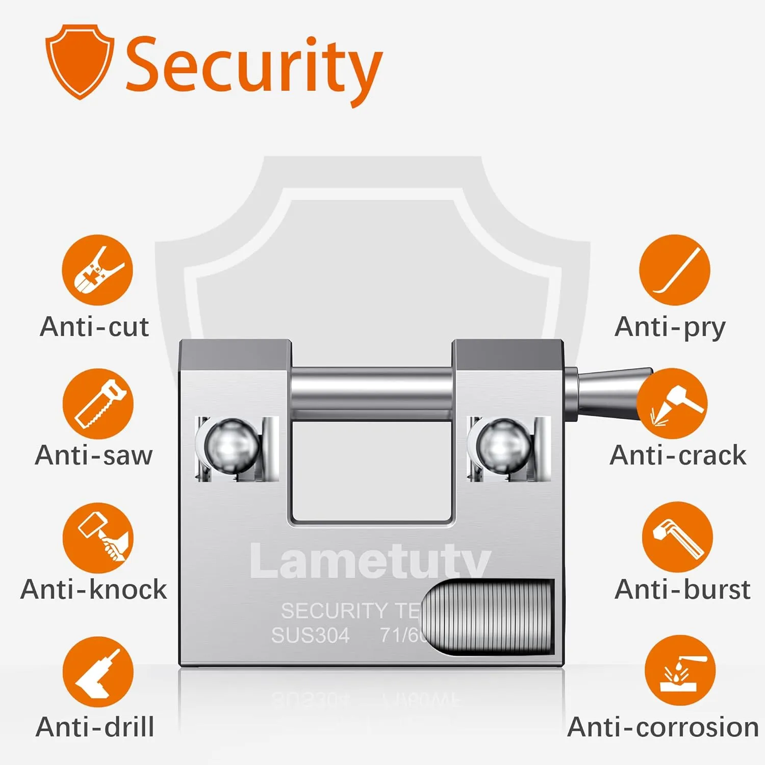 Solid Stainless Steel Keyed Padlock for Outdoor Use, 60mm Width Heavy Duty Weatherproof Security Padlock for Door, Gate, Garden, Garages, Warehouse, Tool Box (60mm - 3 Keys)