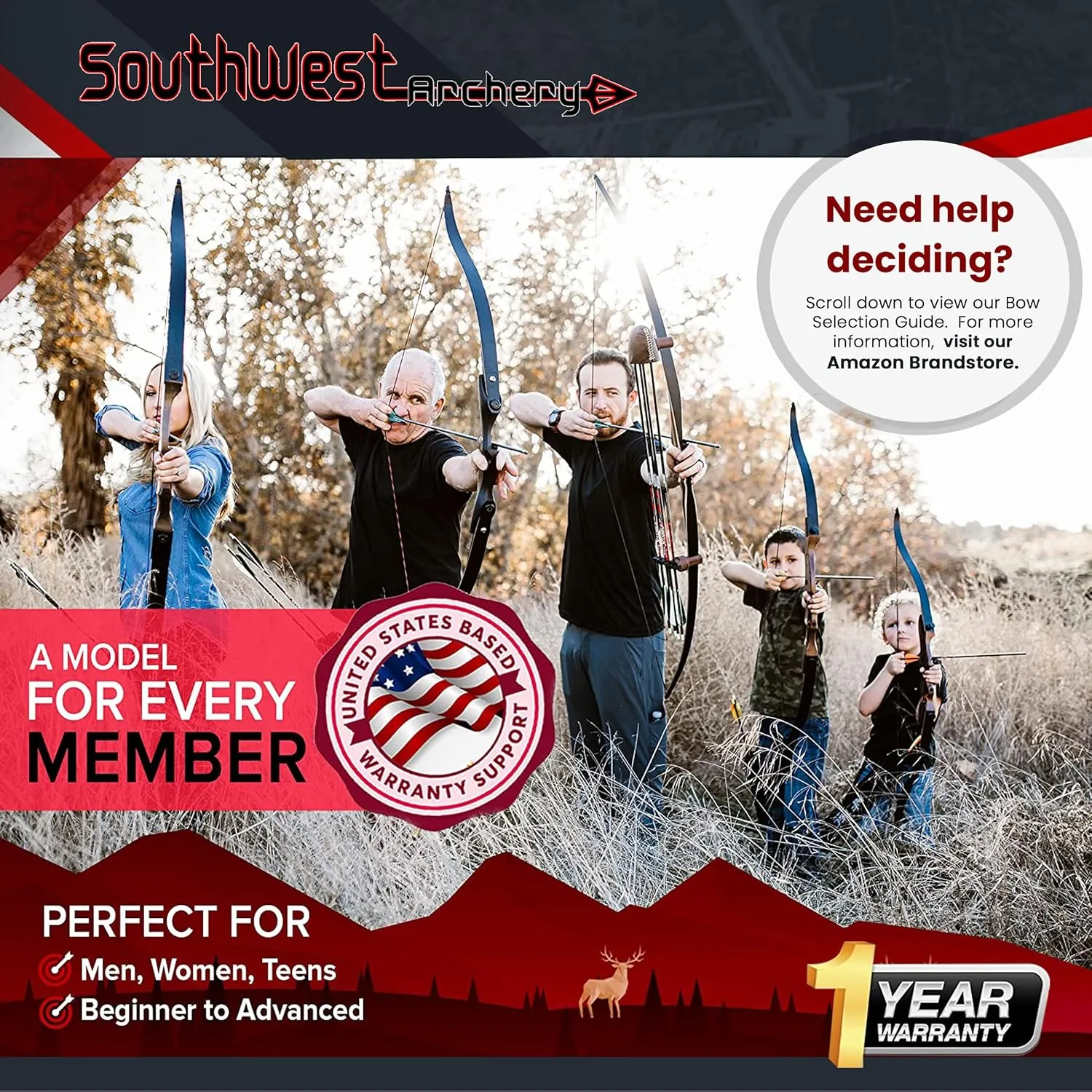 Southwest Archery Tigershark Takedown Recurve Bow – Standard & PRO Versions – 62" Hunting Bow – Left & Right Handed – Draw Weights in 16lb-60lb – USA Based Company – Includes Stringer Tool