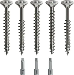 Spax Wood Screw Set Full/Partial Thread   Torx Bit | 5 Sizes: 3x30; 4x40; 4.5x45; 5x80; 6x100 | Stainless Steel A2 - Rustproof