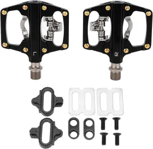 SPD Mountain Bike Dual Platform Pedal Multi Use Sealed Clipless Pedals with Cleats