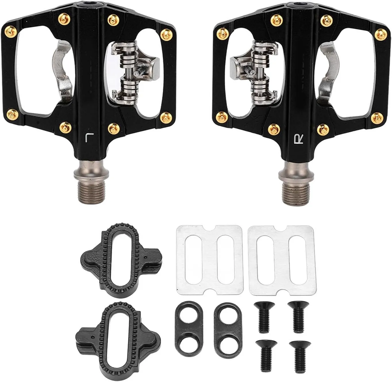 SPD Mountain Bike Dual Platform Pedal Multi Use Sealed Clipless Pedals with Cleats