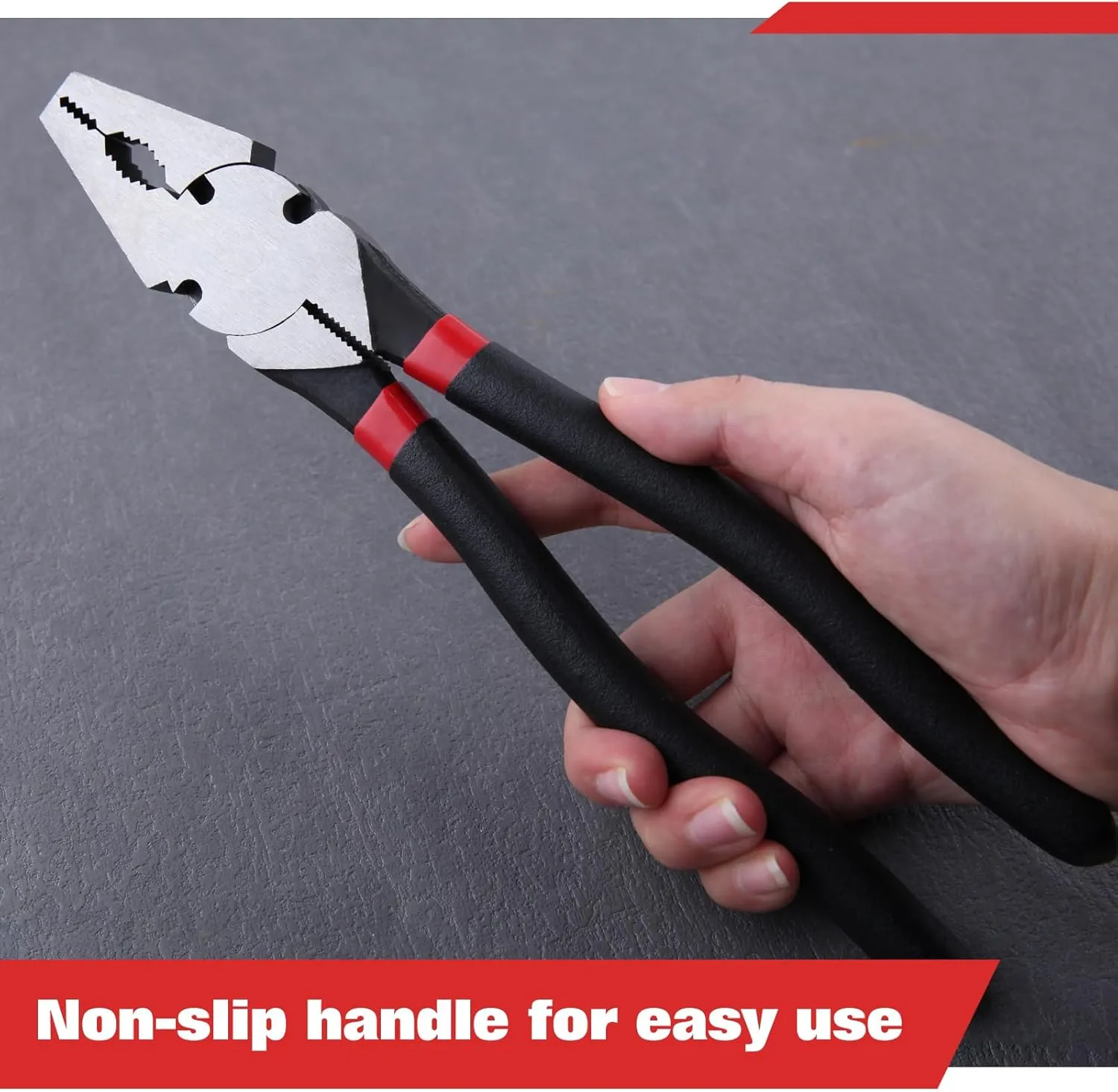 SPEEDWOX 10 Inch Square Nose Fence Pliers, High-Leverage Linemans Pliers with shear-type wire cutters, Multi-purpose Fence Tool
