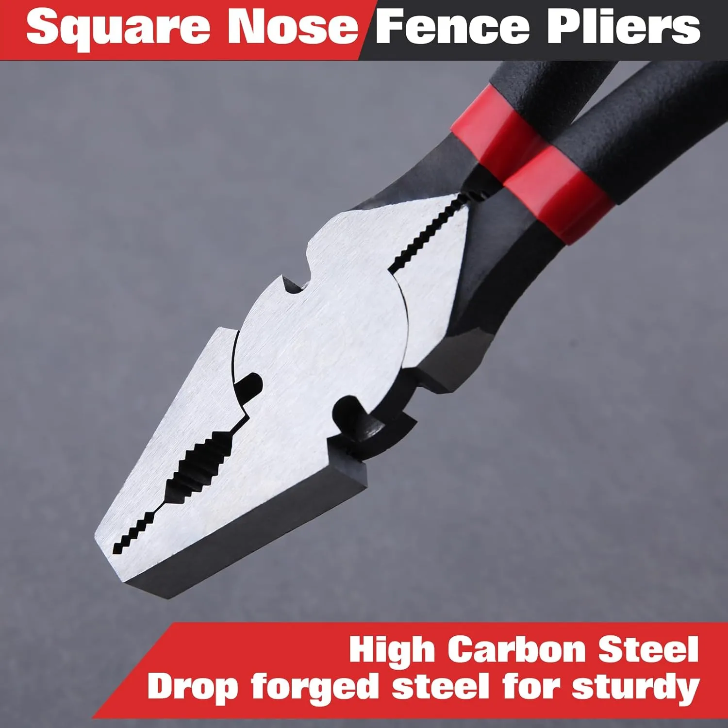 SPEEDWOX 10 Inch Square Nose Fence Pliers, High-Leverage Linemans Pliers with shear-type wire cutters, Multi-purpose Fence Tool