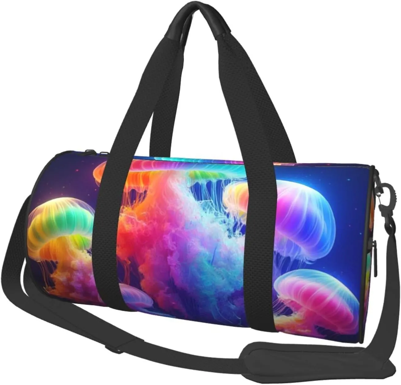 Sports Duffel Bag Colorful-Jellyfish-Underwater Foldable Travel Tote Bag Weekender Sleepover Carry On Bag