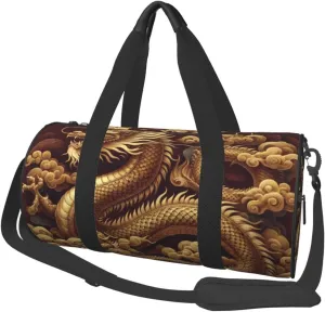 Sports Duffel Bag East-Asian-Dragon Foldable Travel Tote Bag Weekender Sleepover Carry On Bag