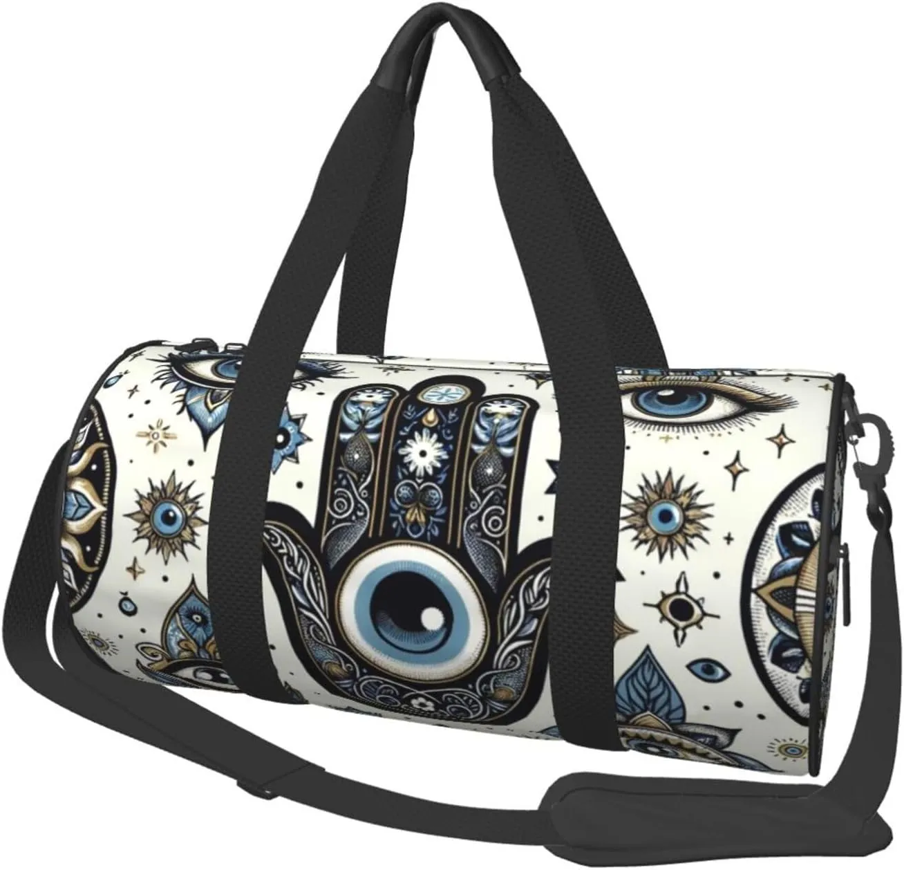 Sports Duffel Bag Magical-Evil-Eye-Golden Foldable Travel Tote Bag Weekender Sleepover Carry On Bag