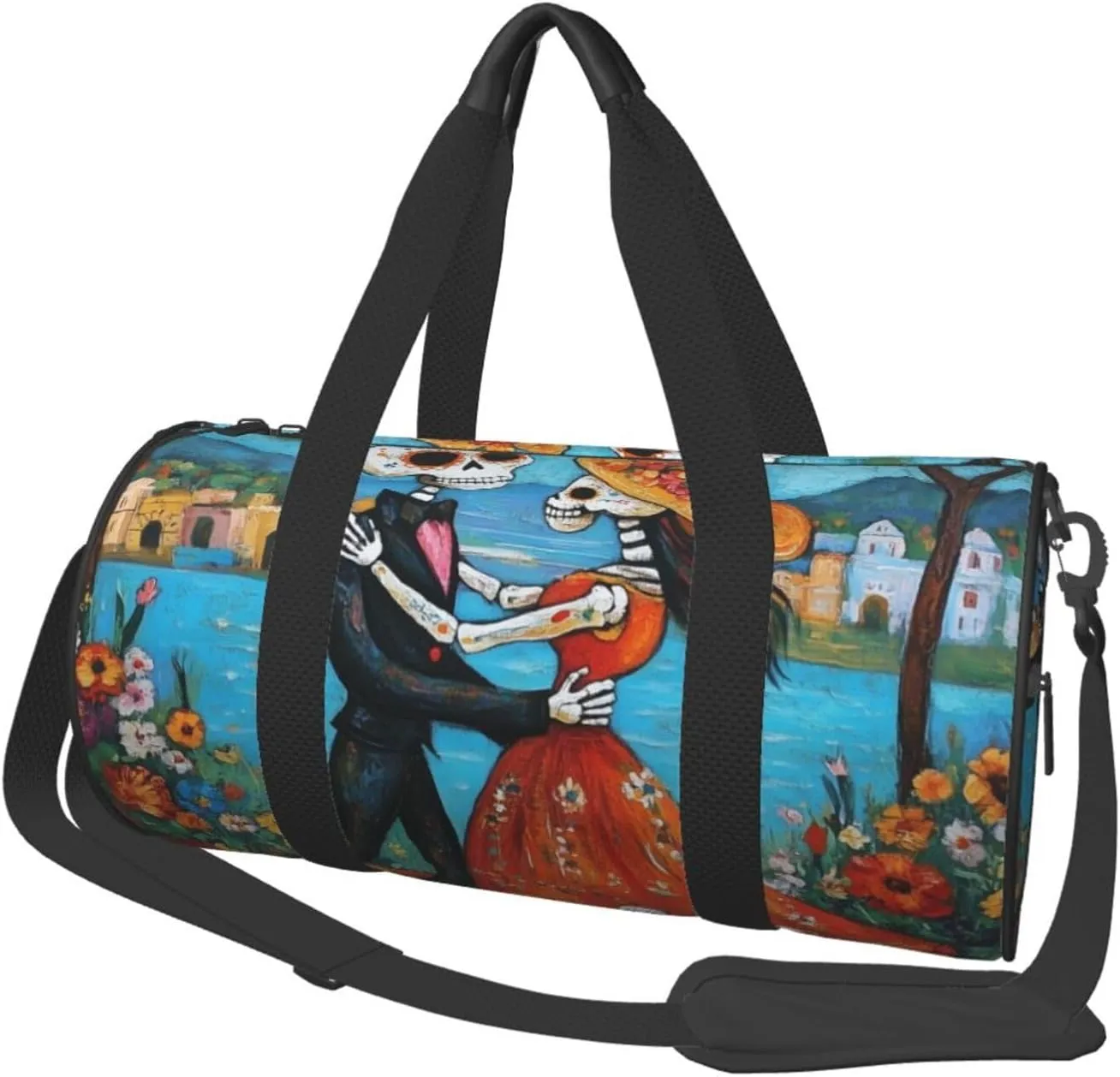 Sports Duffel Bag Mexico-Dead-Skeletons-Romance Foldable Travel Tote Bag Weekender Sleepover Carry On Bag