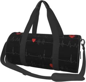 Sports Duffel Bag Nurses-Heart-Beat Foldable Travel Tote Bag Weekender Sleepover Carry On Bag