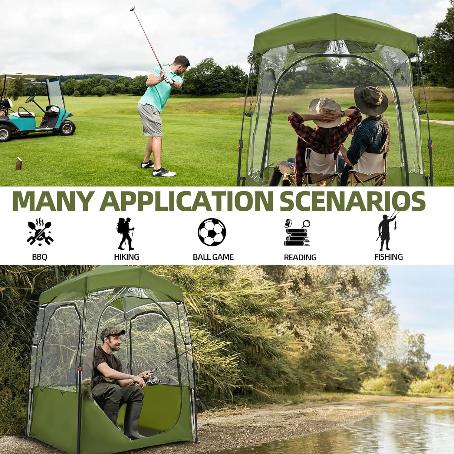 Sports Tent 2/3/4 Person, Instant Weather Proof Bubble Tent with Carry Bag, 540° Clear View Portable & Foldable Pop Up Tents Shelter for Watching Sports Events, Camping, Fishing