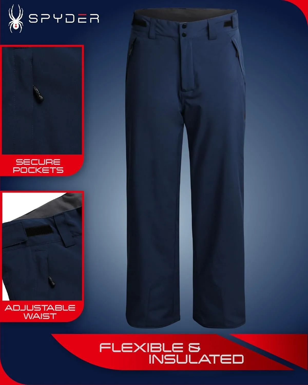 Spyder Men's Snow Pants - High-Performance Comfort Stretch Insulated Ski Pants - Cozy Winter Pants for Men (S-XXL)