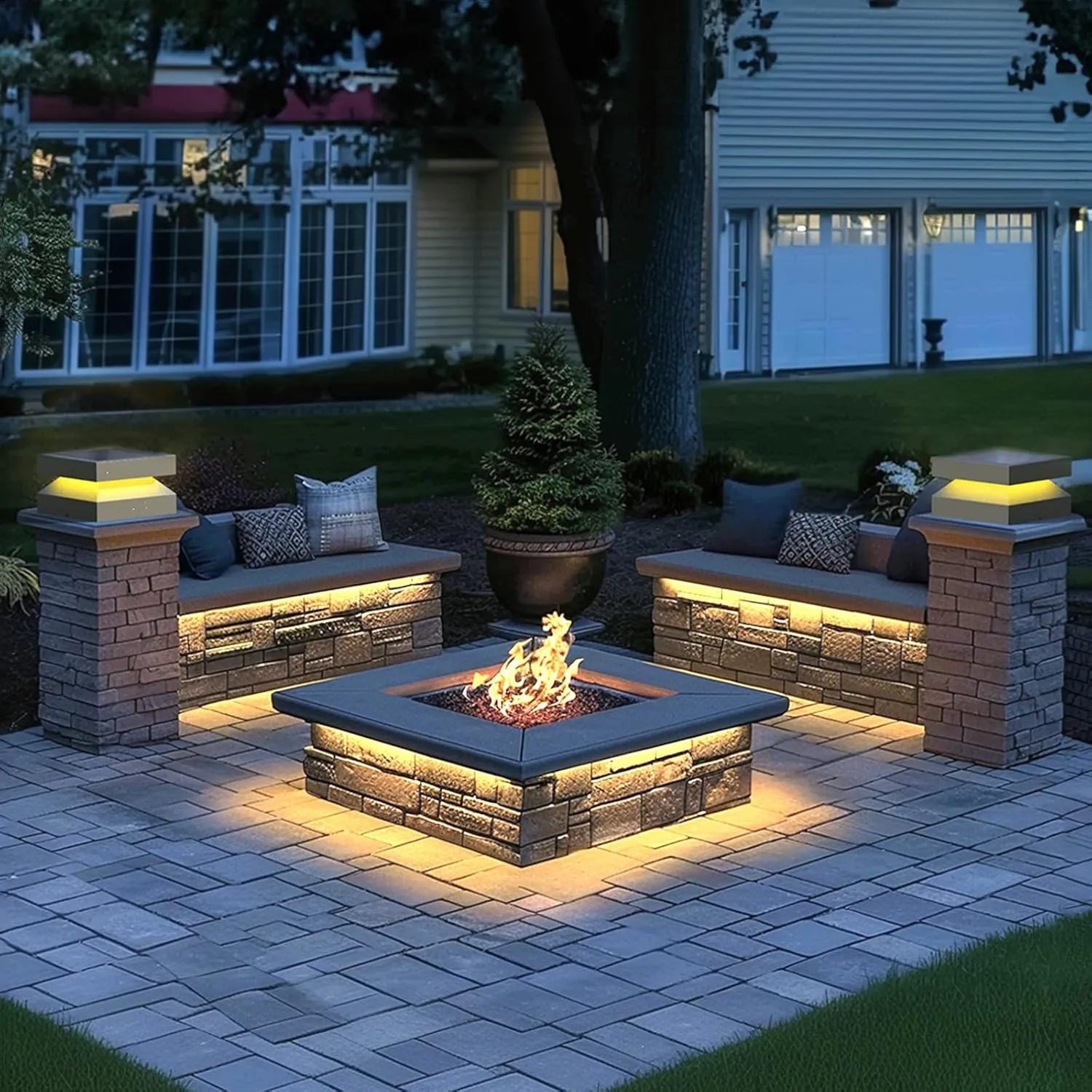 Stainless Steel Outdoor Column Lights, Outdoor Post Lights,12V&110-240V Hard Wired Light,Outdoor lamp Post,Deck Decorations,Modern Waterproof Light for Landscape Garden Patio Wall Columns