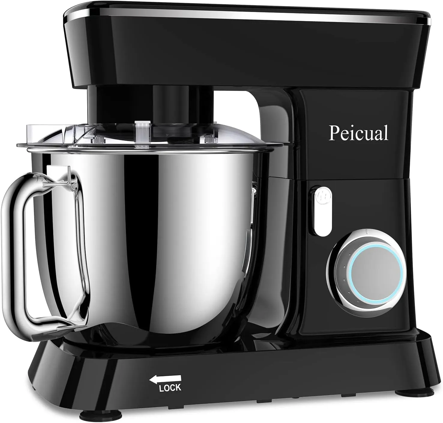 Stand Mixer, 6QT 10 P Speed Tilt-Head Kitchen Electric Mixer, Food Mixer with Stainless Steel Bowl, Dough Hook, Flat Beater, Wire Whisk, Splash Guard for Daily Use - Black
