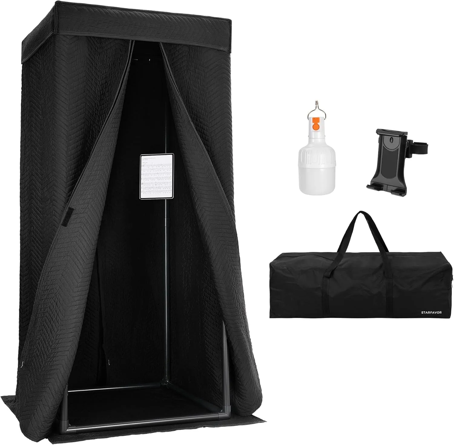 Starfavor Portable Vocal Booth for Recording Echo-Free Vocals, Double-layer 360 Reverb Stand-In Isolation Shield, Pro-Sound Blankets, Studio with Travel Bag
