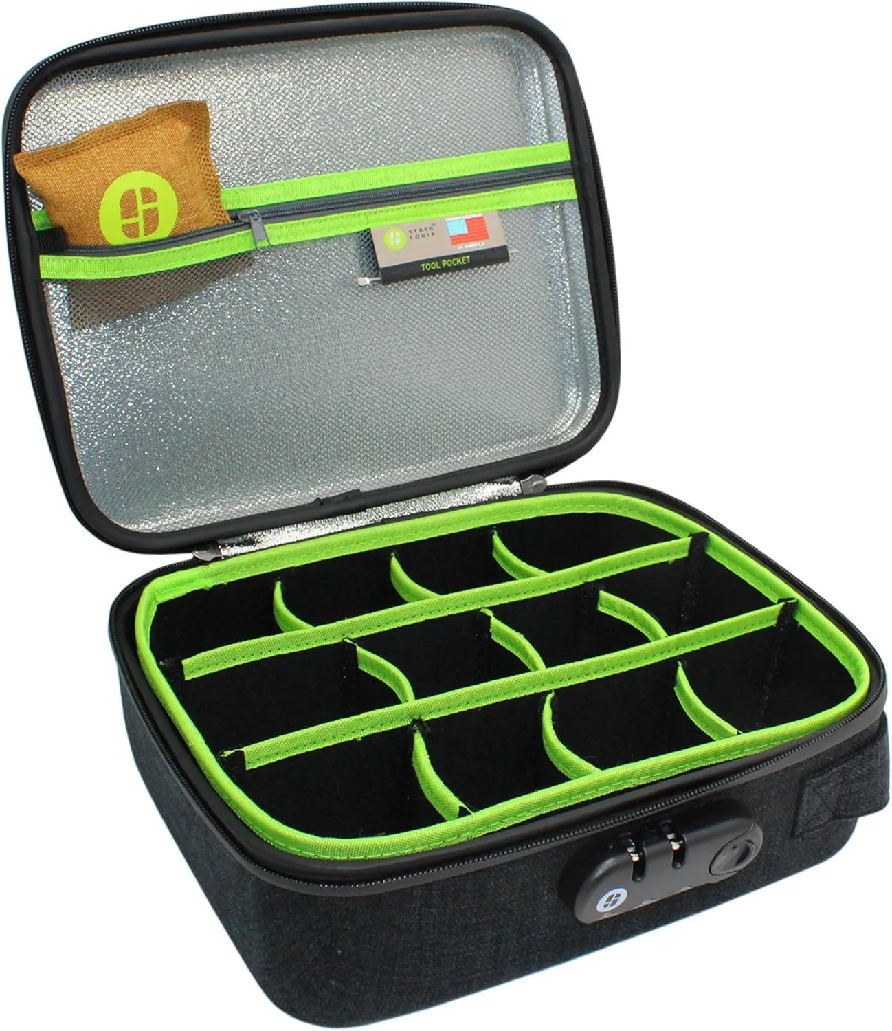 STASHLOGIX SMELL CONTROL BAG with Combination Lock Smell Free Storage Bag: The Silverton