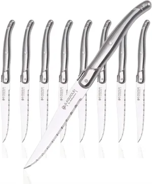 Steak knives Serrated Edge Sharp Light Premium Dishwasher Safe Stainless Steel knife set of 8 Silverware with Gift Box