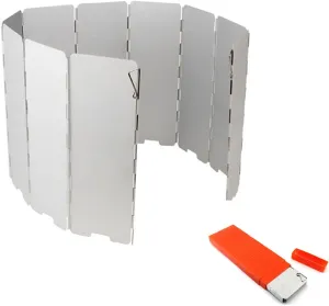 Stove Splash Guard 10 Plates Camp Stove Windscreen Folding Stove Windshield with Carrying Case Aluminum Burner Windshield for Backpacking Camping Cooking Oil Splatter Guard (Color : Silver)