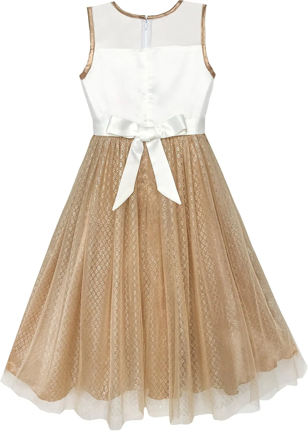 Sunny Fashion Flower Girls Dress Lace Hem Butterfly Wedding First Communion