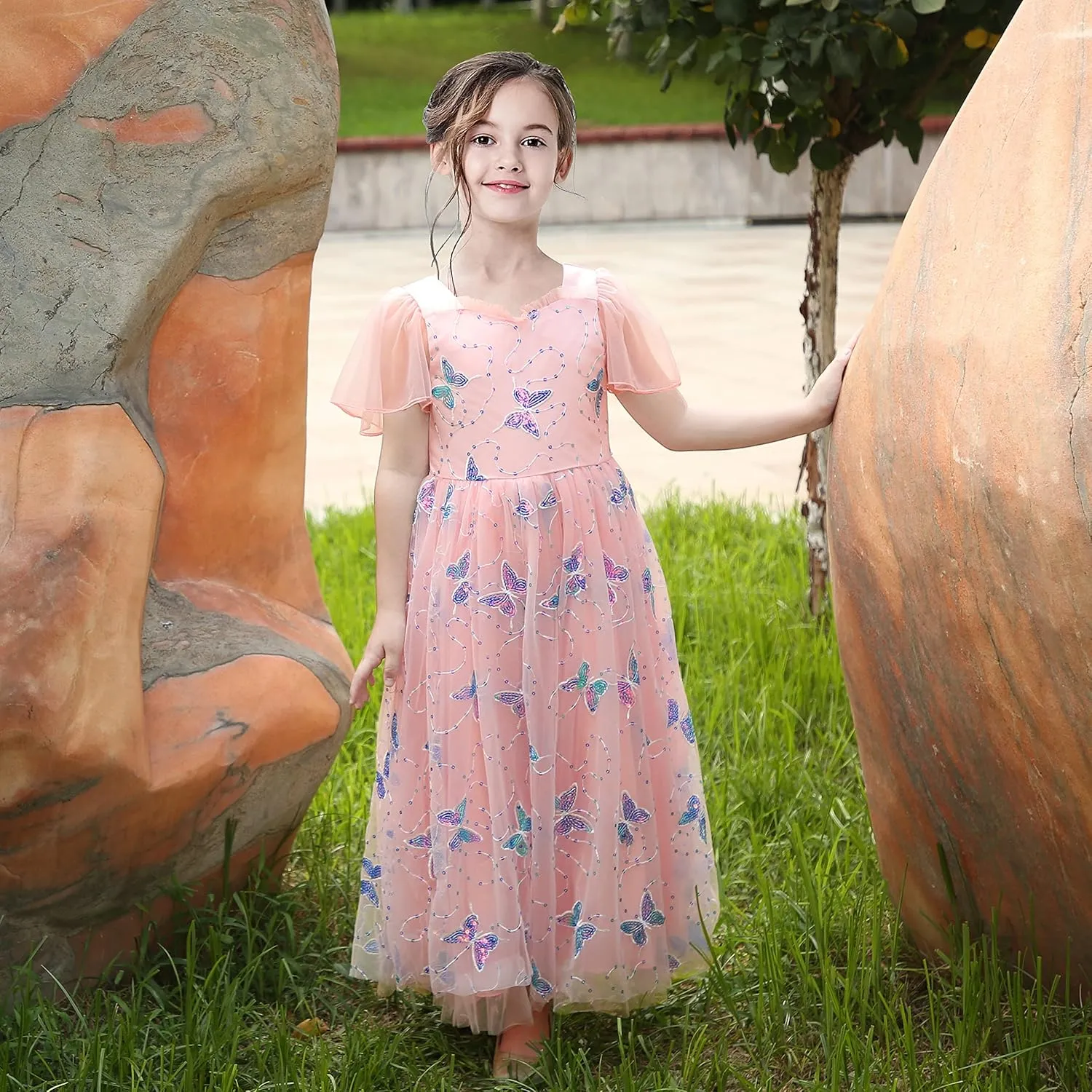 Sunny Fashion Flower Girls Dress Lace Hem Wedding First Communion Size 6-14