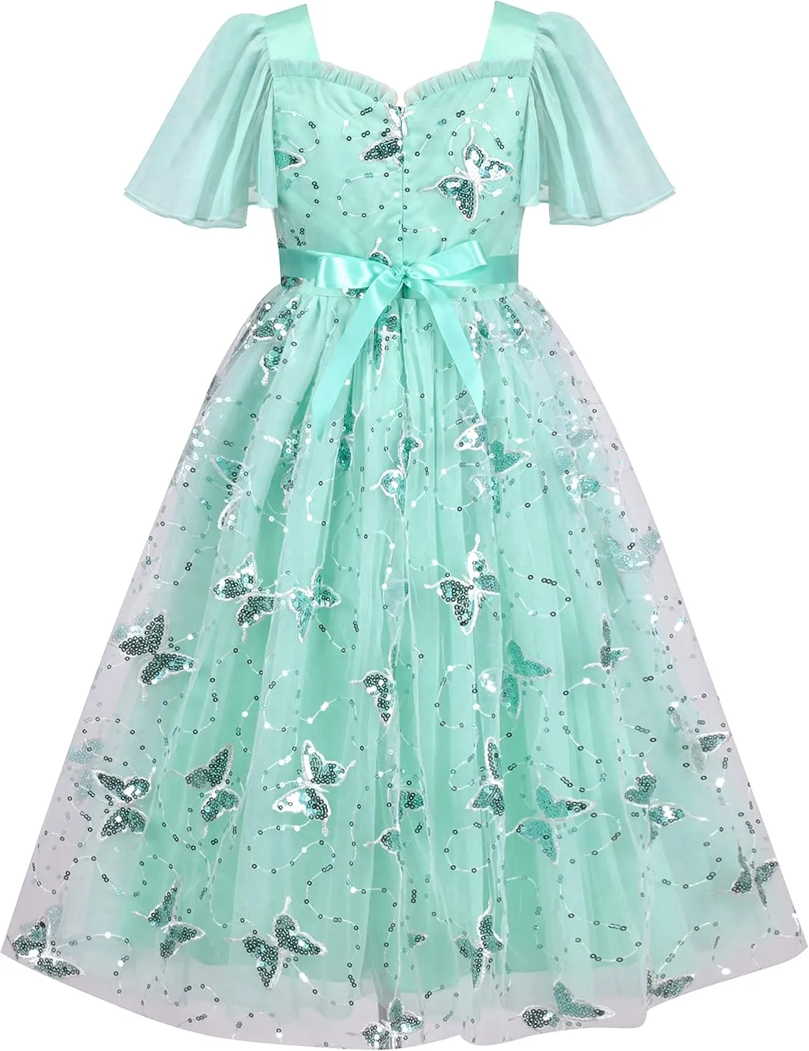 Sunny Fashion Flower Girls Dress Lace Hem Wedding First Communion Size 6-14