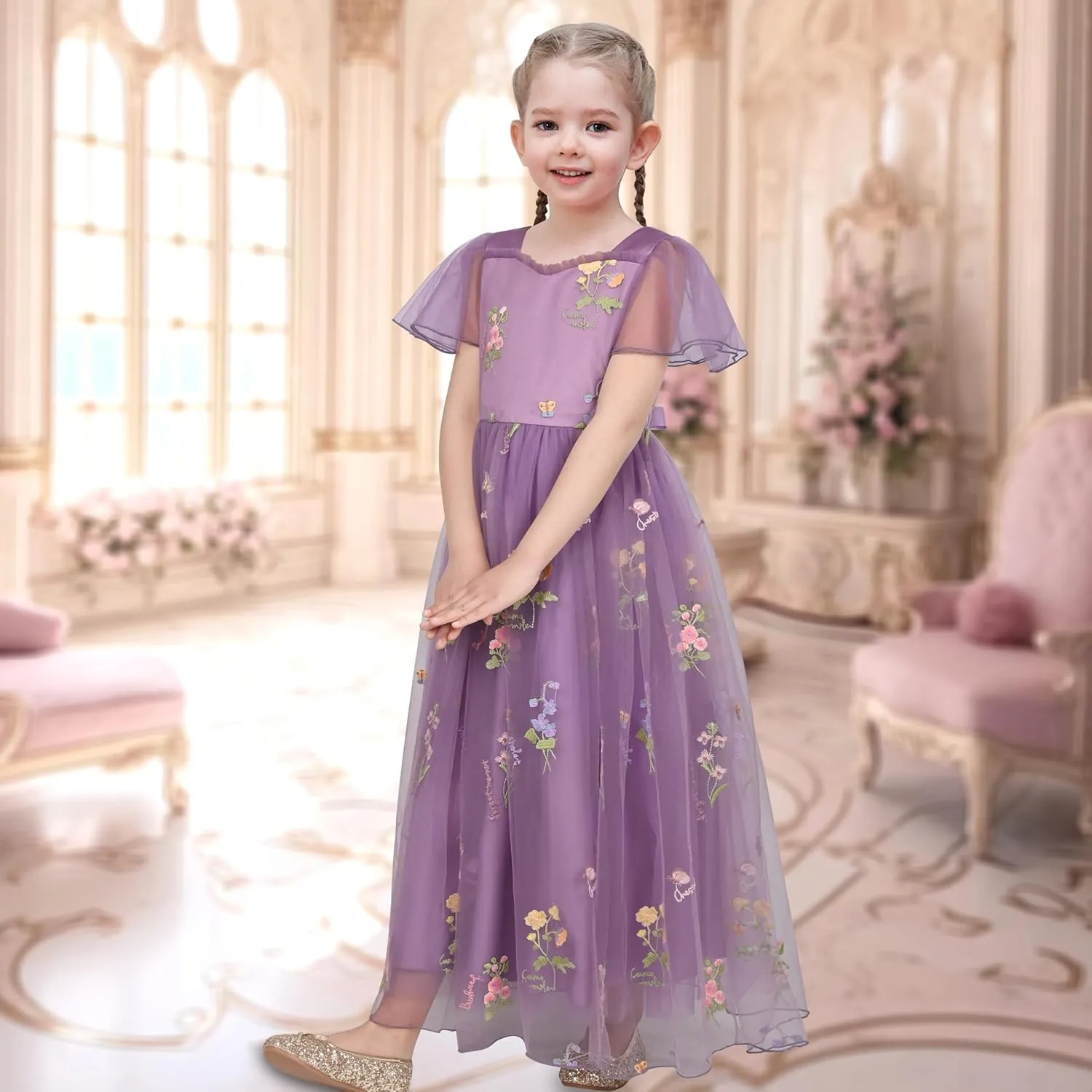 Sunny Fashion Flower Girls Dress Lace Hem Wedding First Communion Size 6-14