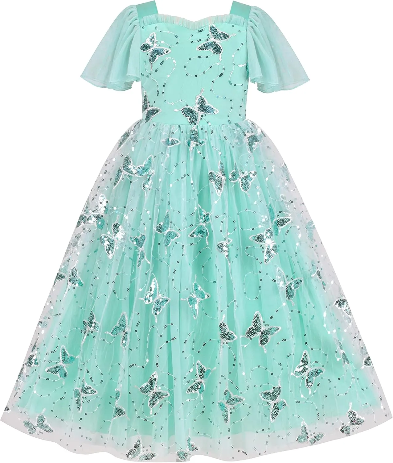 Sunny Fashion Flower Girls Dress Lace Hem Wedding First Communion Size 6-14