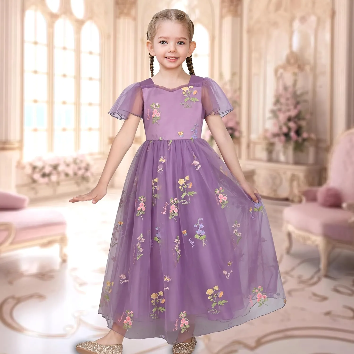 Sunny Fashion Flower Girls Dress Lace Hem Wedding First Communion Size 6-14