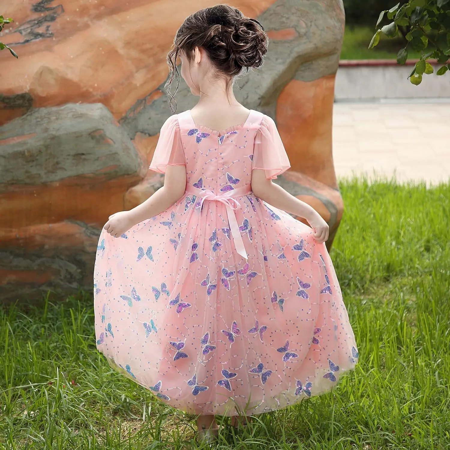 Sunny Fashion Flower Girls Dress Lace Hem Wedding First Communion Size 6-14
