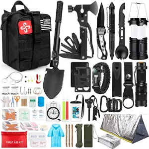 Survival Kit,250Pcs Survival Gear First Aid Kit with Molle System Compatible Bag