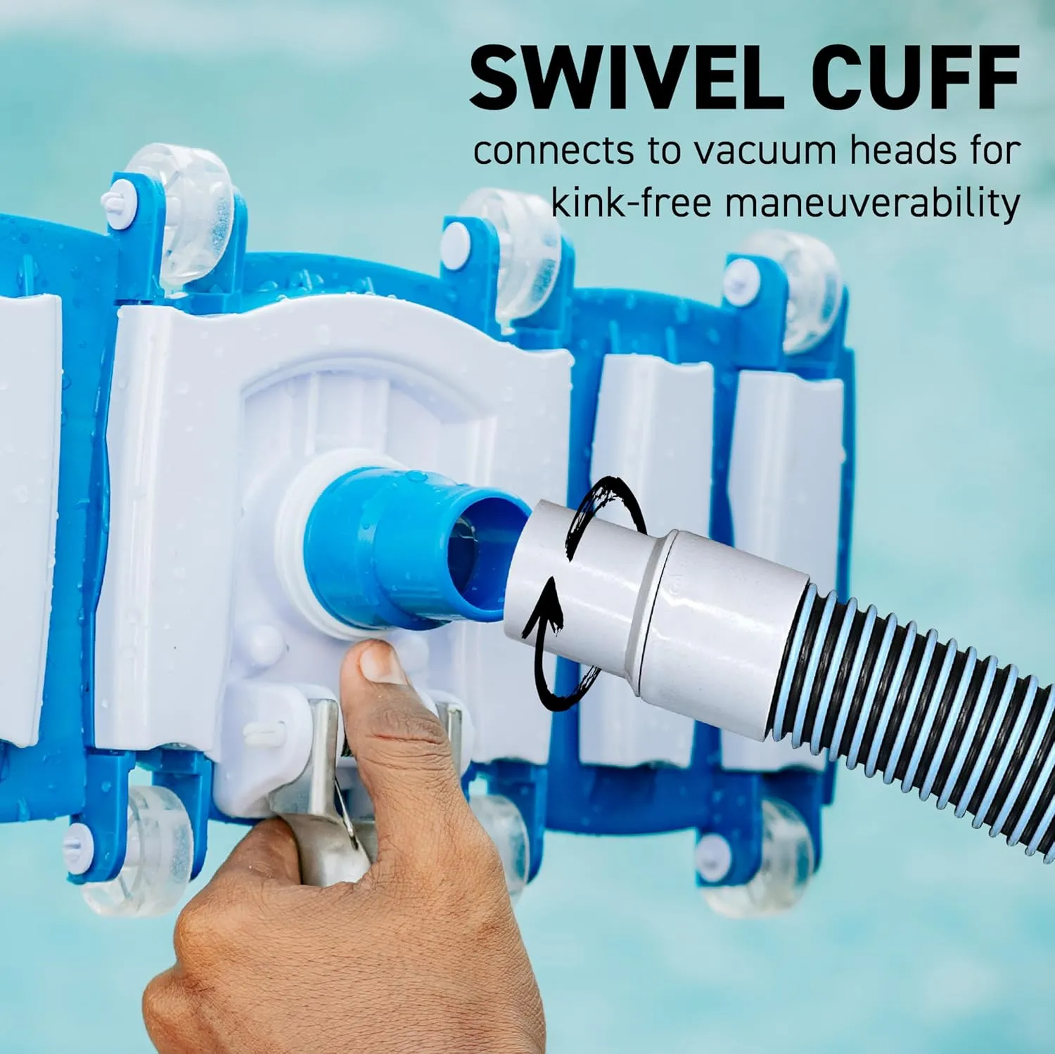 Swimming Pool Vacuum Hose 1-1/2" x 35-Ft, Swivel Cuff Kinkproof Design, Made in USA, Connects to Vacuum Head, Skimmer, Filter Pump for Cleaning In Ground and Above Ground Pools