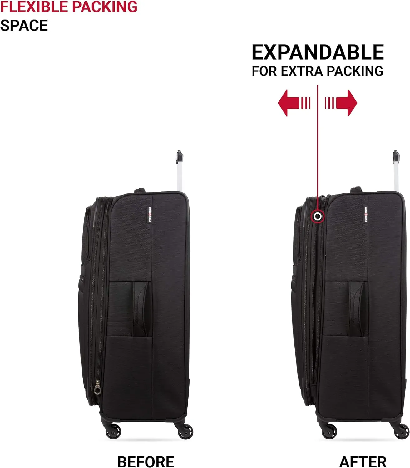 SwissGear 4010 Softside Luggage with Spinner Wheels, Black, Checked-Large 27-Inch