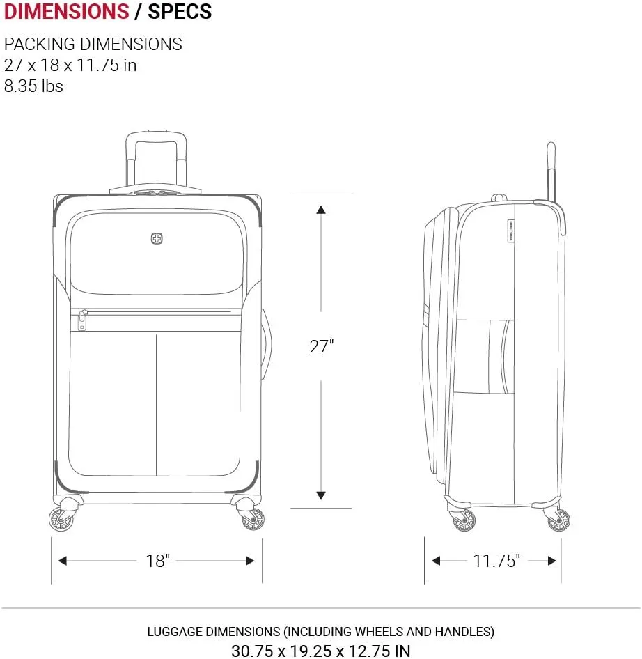 SwissGear 4010 Softside Luggage with Spinner Wheels, Black, Checked-Large 27-Inch
