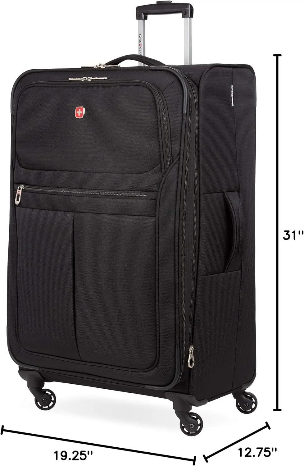 SwissGear 4010 Softside Luggage with Spinner Wheels, Black, Checked-Large 27-Inch