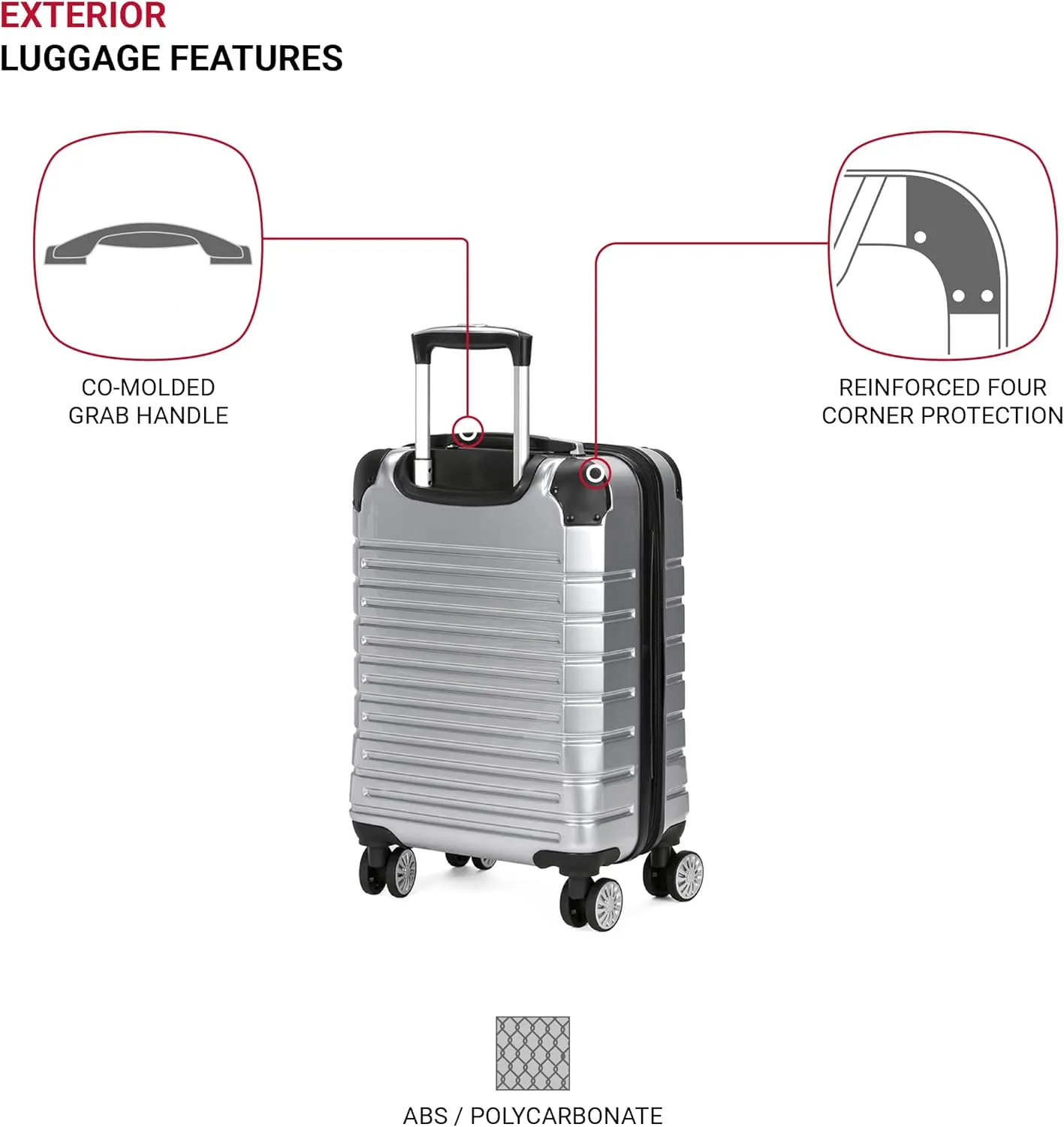SwissGear 7782 Hardside Expandable Luggage with Spinner Wheels, Silver, Carry-On 20-Inch