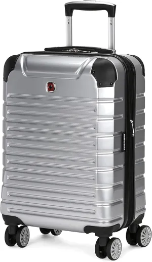 SwissGear 7782 Hardside Expandable Luggage with Spinner Wheels, Silver, Carry-On 20-Inch