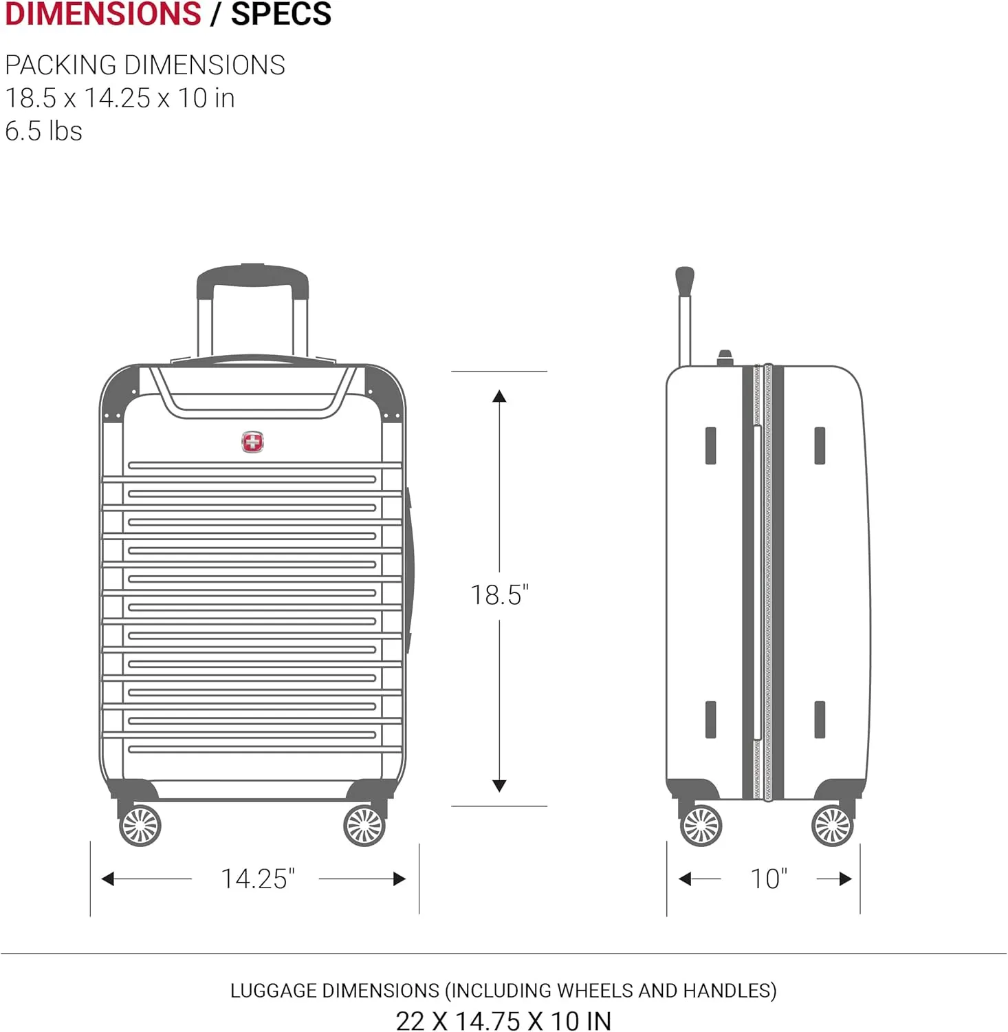 SwissGear 7782 Hardside Expandable Luggage with Spinner Wheels, Silver, Carry-On 20-Inch