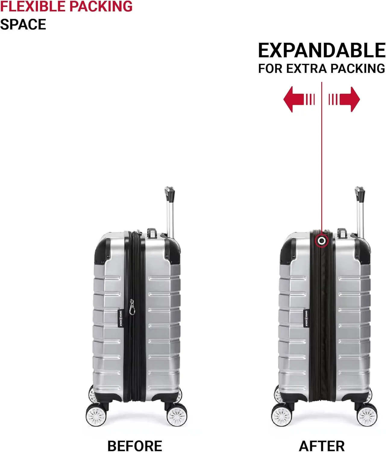 SwissGear 7782 Hardside Expandable Luggage with Spinner Wheels, Silver, Carry-On 20-Inch