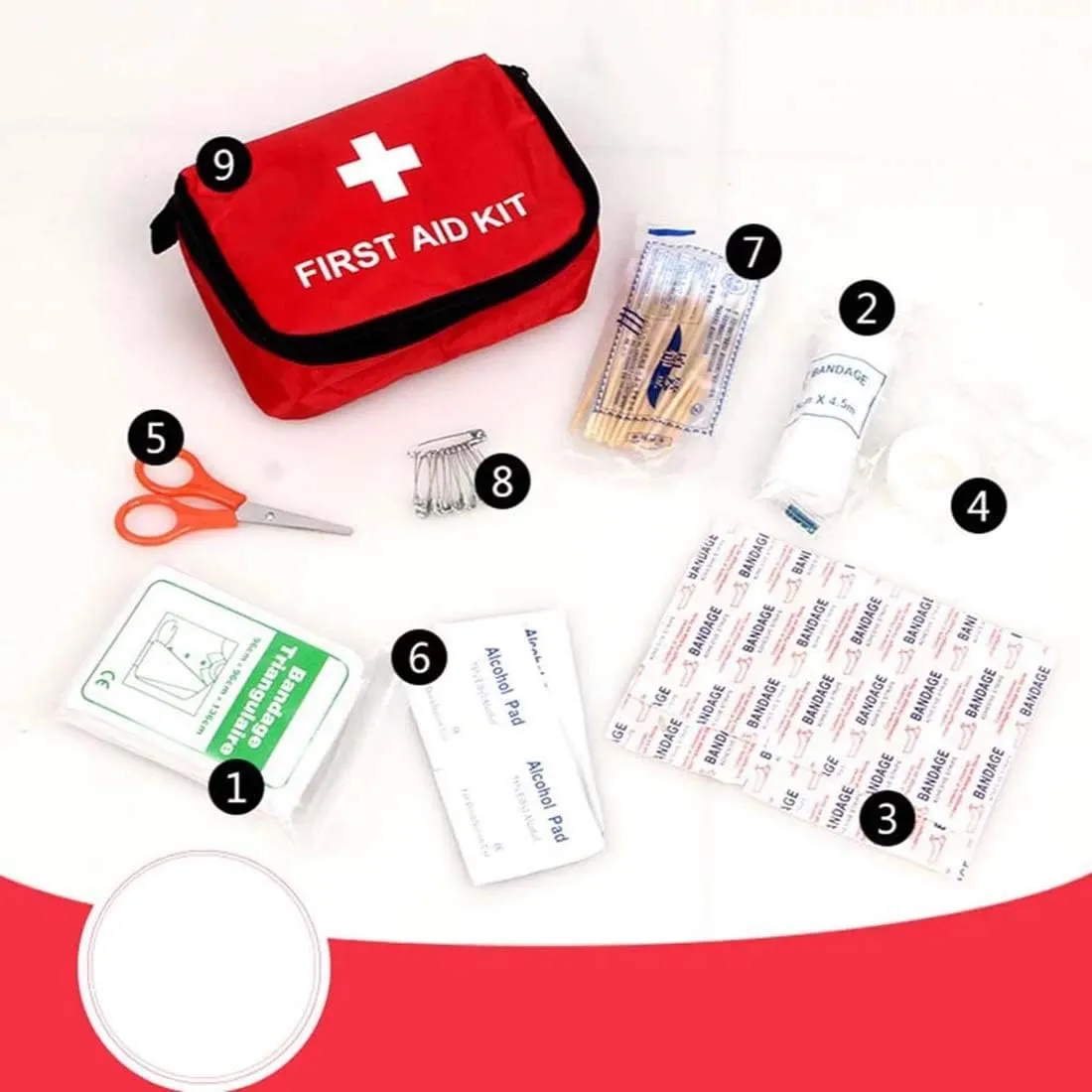 SYOSI First Aid Kit, 9-piece Small Emergency Kit Set Outdoor Family Car Gift High-density ripstop easy pick and place items for Travel, Home, Office, Vehicle, Camping, Workplace & Outdoor