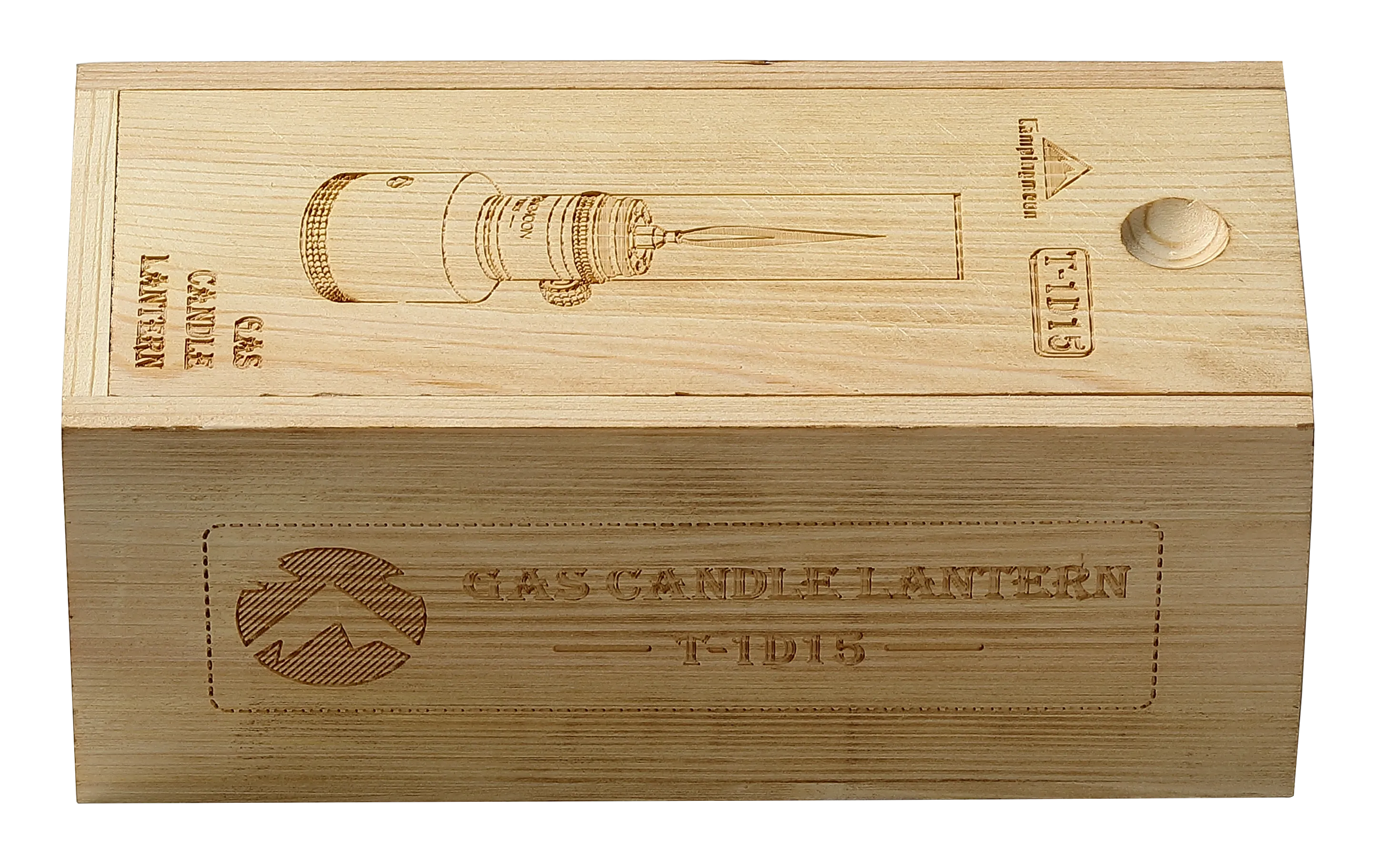 T-1D15 Camping Gas Lantern, Wooden Case Gas Candle with Empty Tank