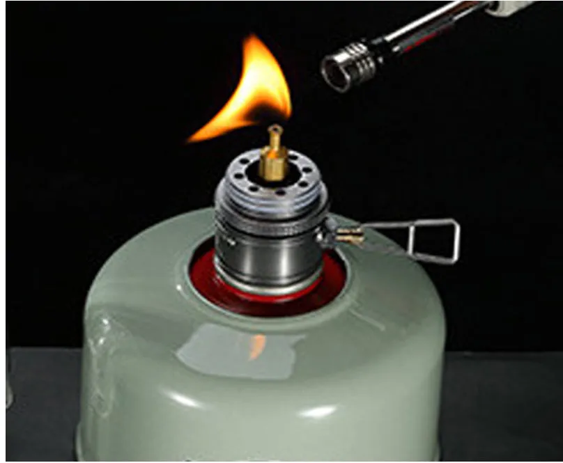 T-1D15 Camping Gas Lantern, Wooden Case Gas Candle with Empty Tank