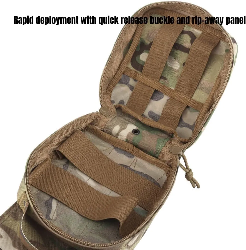Tactical Pouch Quick Deployment Medical First Aid Pouch Rip-Away Panel Survival Safety Outdoor Sport Hiking Hunting Bag