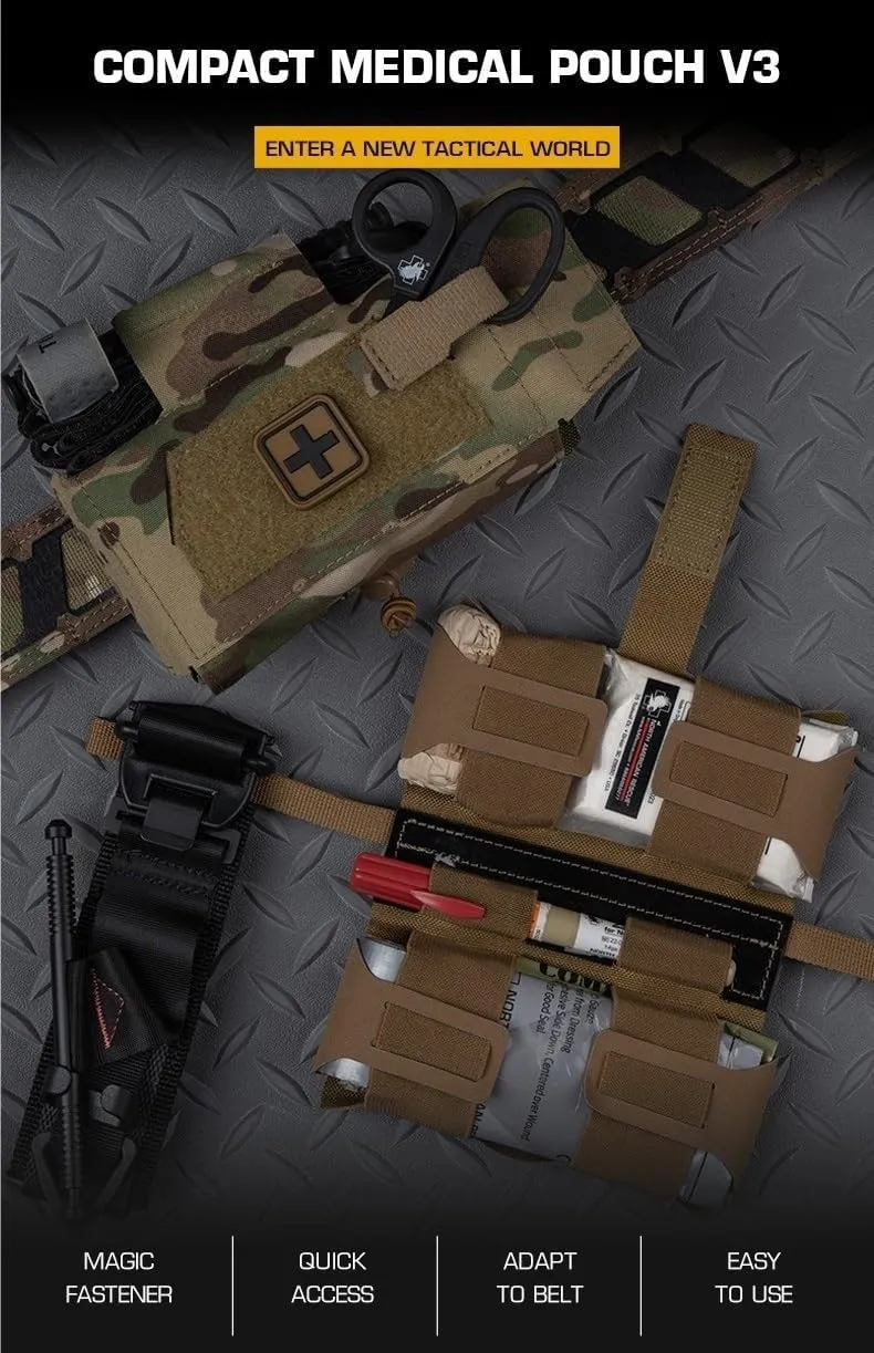 Tactical Pouch V3 Quick Release MOLLE Combat Belt Hunting Vest Plate Medical First Aid Kit Bag