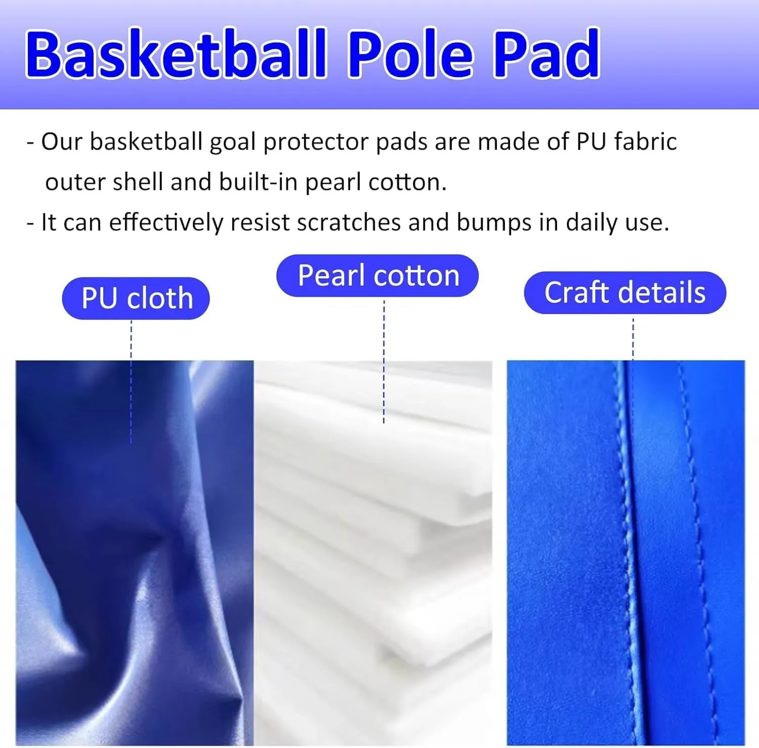 Tall 3 4 5 6 Feet Basketball Hoop Padding for Square Pole, All Weather Basketball Pole Pad Black to 7"x7" Post Poles, Portable Basketball Hoop Cover Protector Garage Pole Pads